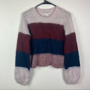 Club Monaco Striped Color Blocked Crop Sweater